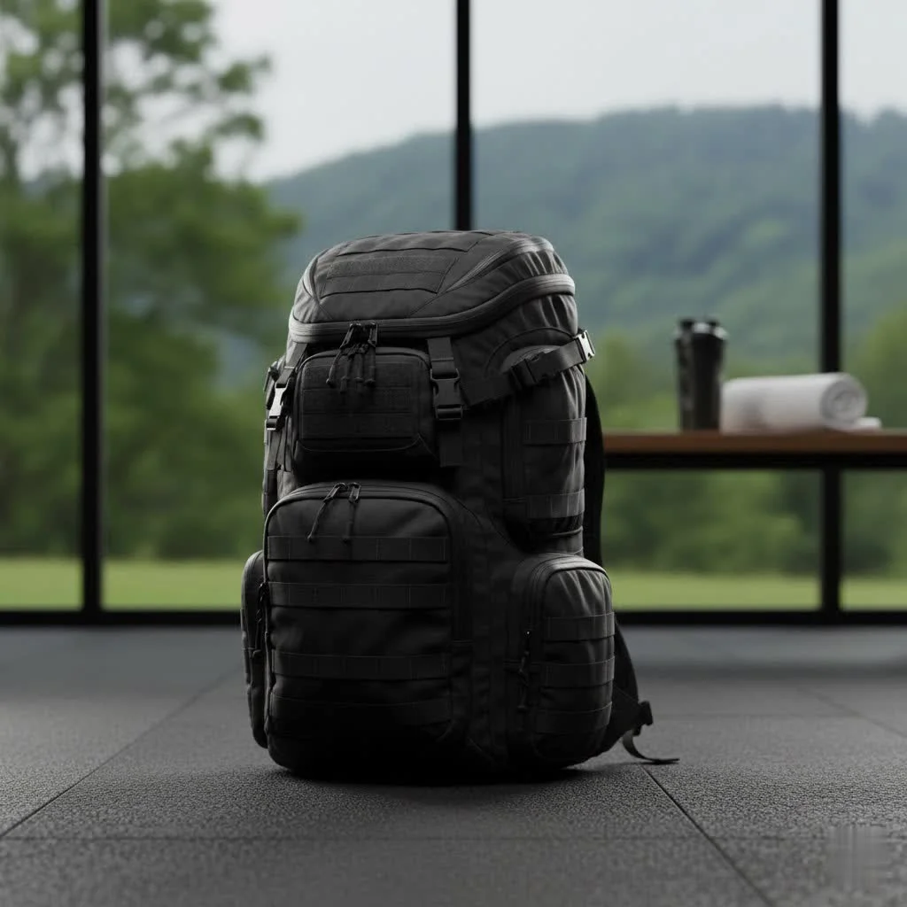 Traveler with a 35L backpack in an airport